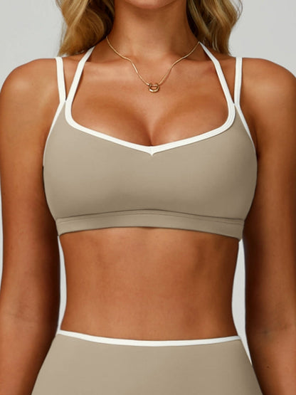 BUYCO Female Contrast Color Cross Back Sports Bras