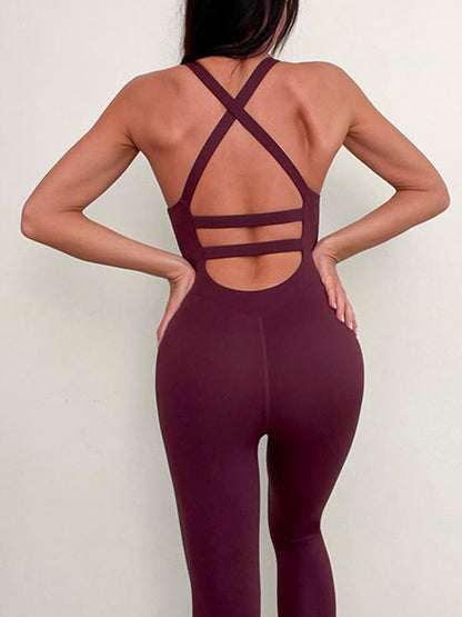 BUYCO Female Cross Back High-elastic Jumpsuit