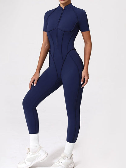 BUYCO Female Fitted Backless Zipper Ruched Back Jumpsuit