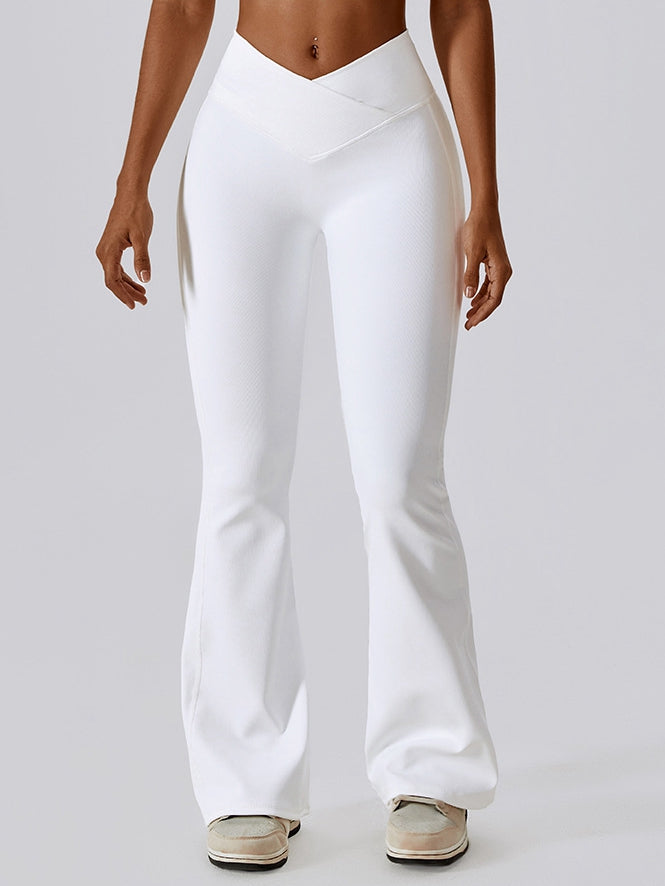 BUYCO Female Ribbed V-shape Waist Flare Pants