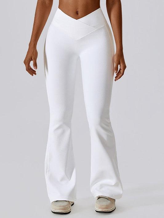 BUYCO Female Ribbed V-shape Waist Flare Pants