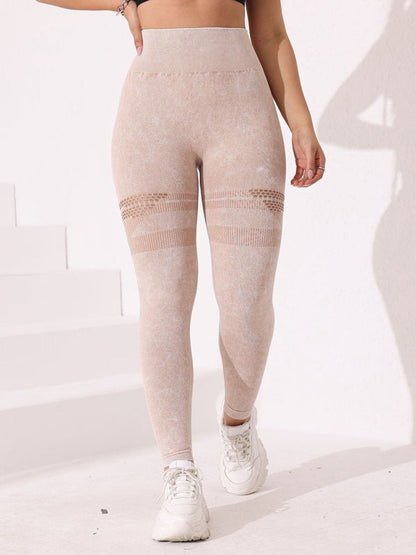 BUYCO Female Fishnet Denim Ruched Back High-rise High-waisted Leggings