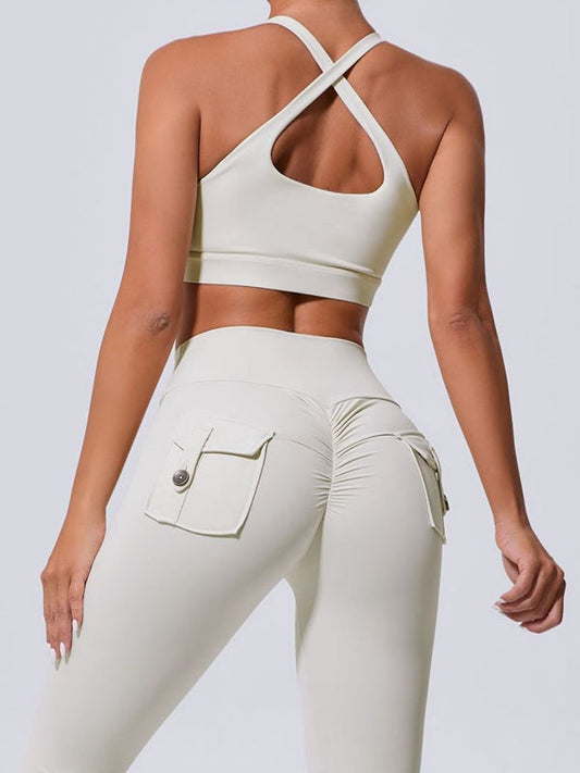 BUYCO Female Pocket Cutout Cross Back Ruched Back Tracksuit