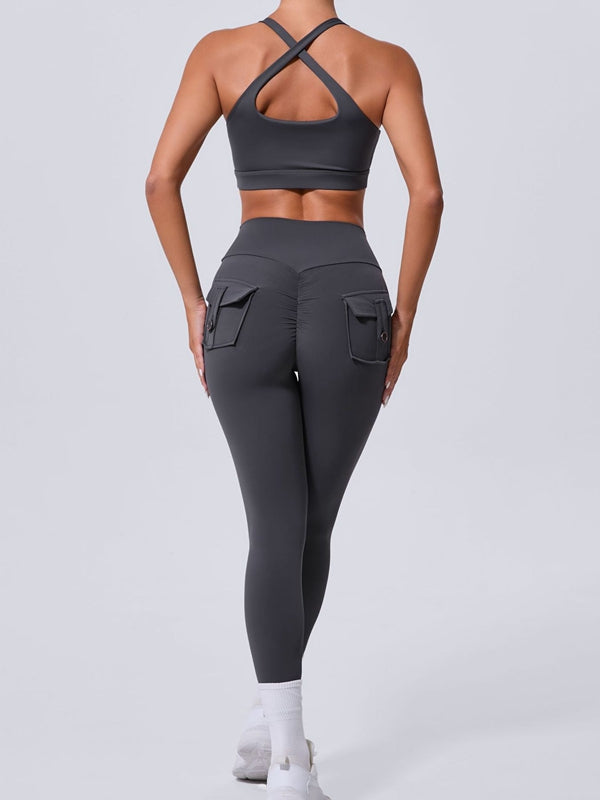 BUYCO Female Pocket Cutout Cross Back Ruched Back Tracksuit