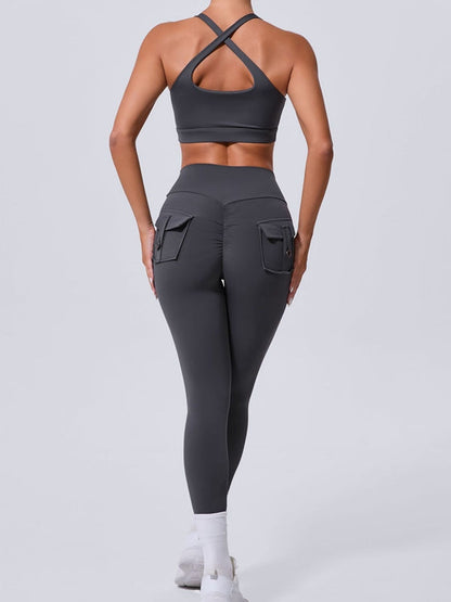 BUYCO Female Pocket Cutout Cross Back Ruched Back Tracksuit