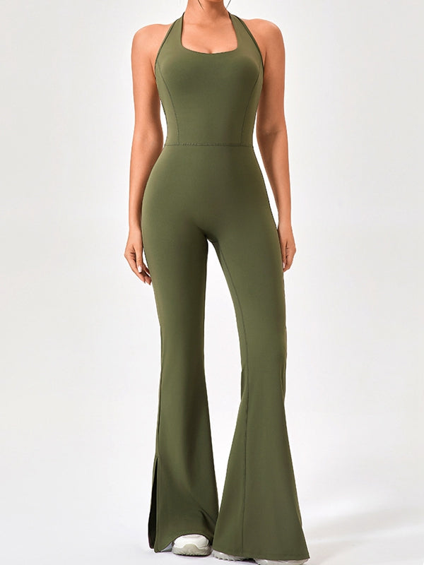 BUYCO Female Halter Flare Split Jumpsuit