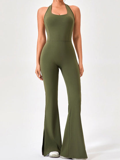 BUYCO Female Halter Flare Split Jumpsuit