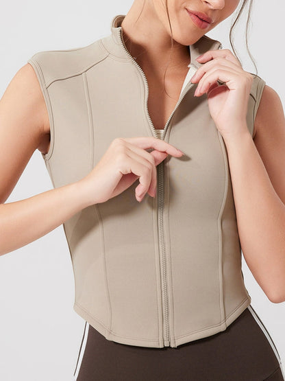BUYCO Female Fleece Stand Up Collar Zipper Tank