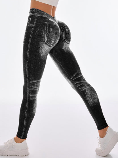 BUYCO Female Deep V Back Denim Ruched Back Leggings