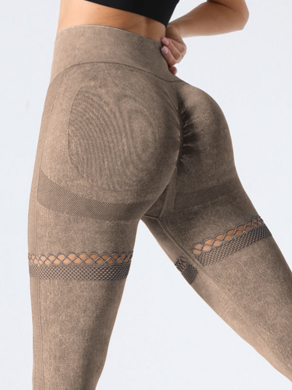 BUYCO Female Fishnet Denim Ruched Back Hip-lift Leggings