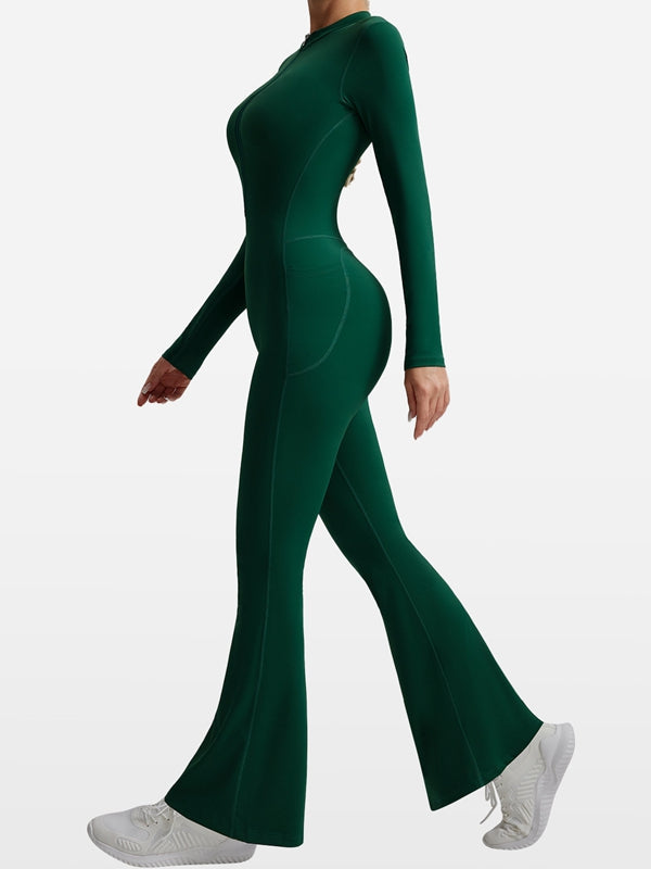 BUYCO Female Pocket Zipper Flare Jumpsuit