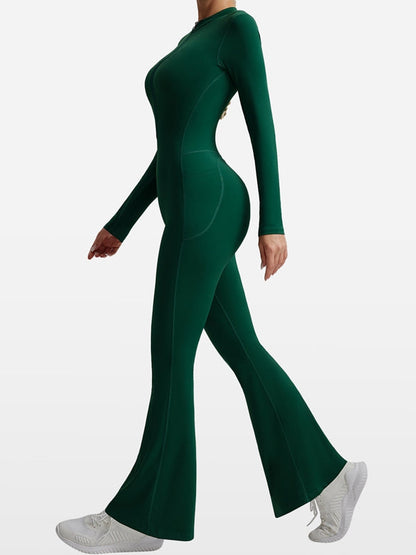 BUYCO Female Pocket Zipper Flare Jumpsuit