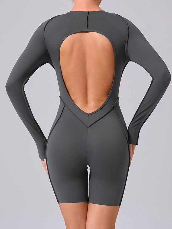 BUYCO Female Heart Backless Long Sleeves Romper