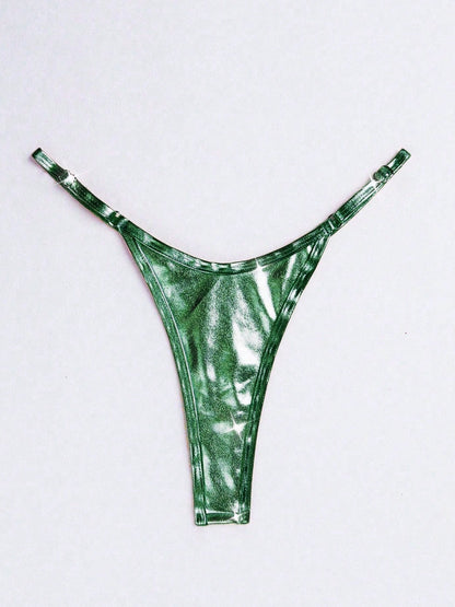 BUYCO Female Glossy PU T-back Panties