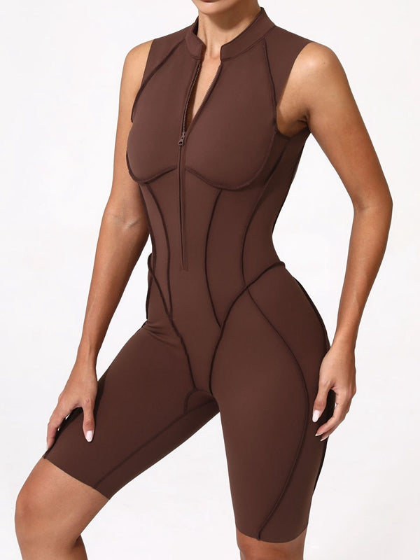 BUYCO Female Fitted Backless Zipper Quick-dry Romper
