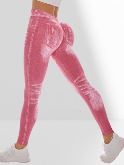 BUYCO Female Deep V Back Denim Ruched Back Leggings