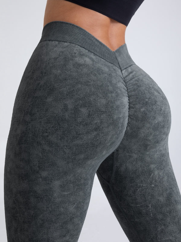 BUYCO Female Denim Deep V Back Ruched Back Leggings
