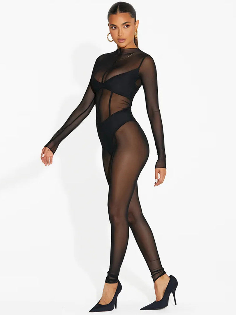 BUYCO Female Fitted Mesh Yoga Jumpsuit