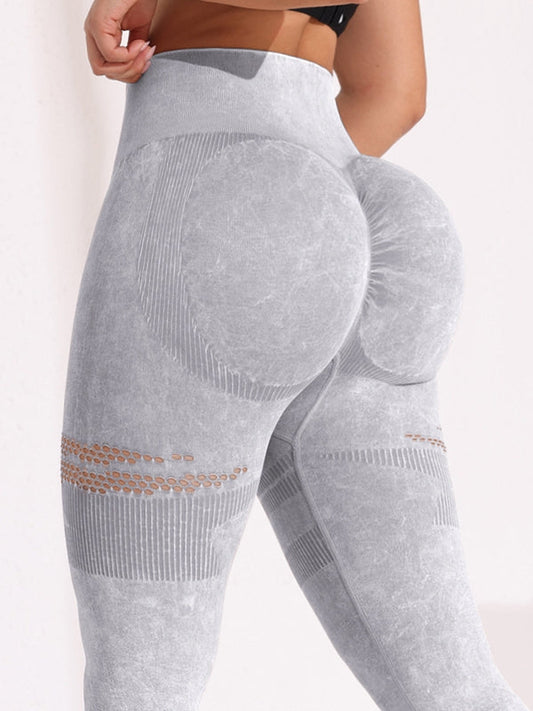 BUYCO Female Fishnet Denim Ruched Back High-rise High-waisted Leggings