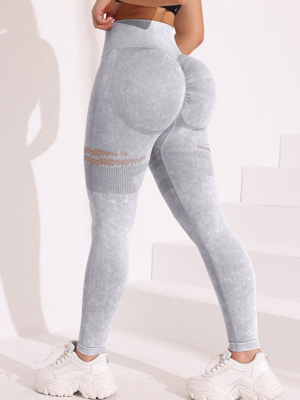BUYCO Female Fishnet Denim Ruched Back High-rise High-waisted Leggings