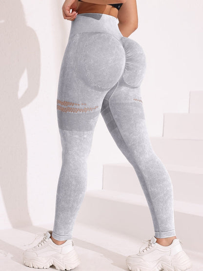 BUYCO Female Fishnet Denim Ruched Back High-rise High-waisted Leggings