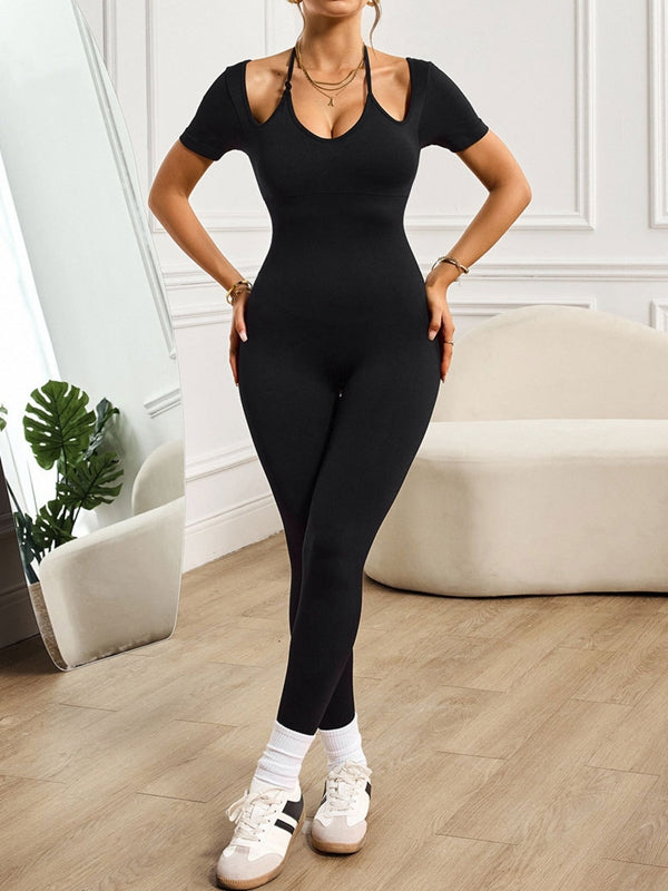 BUYCO Female Halter Lace-up Backless Jumpsuit