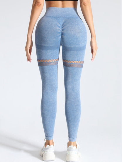 BUYCO Female Fishnet Denim Ruched Back Hip-lift Leggings