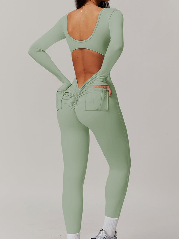 BUYCO Female Fitted Cutout Pocket Fit Cargo Jumpsuit