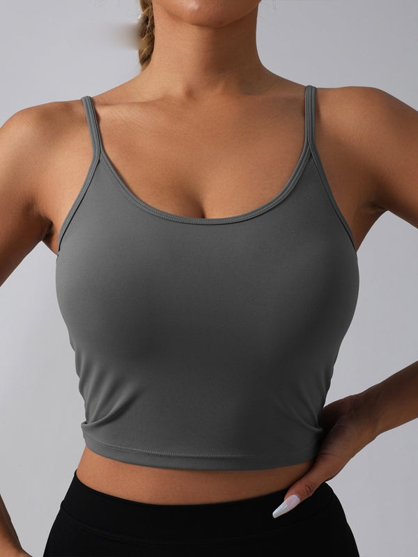 BUYCO Female Fitted Solid Color Twist Backless Round Neck Tank