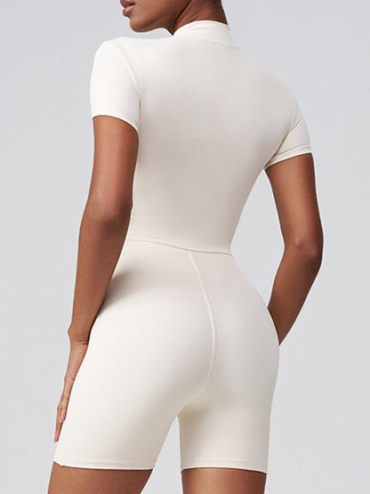 BUYCO Female Stand Collor Zipper Hip-lift Romper