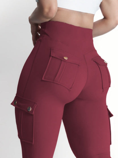 BUYCO Female Pocket High-rise Cargo Style Cropped Leggings