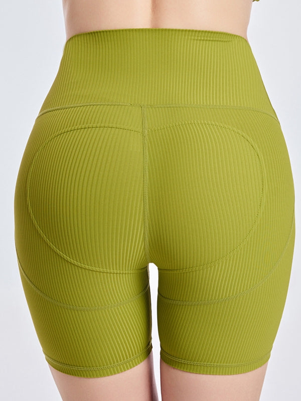 BUYCO Female Ribbed Ruched Back Hip-lift Fit Gym Shorts