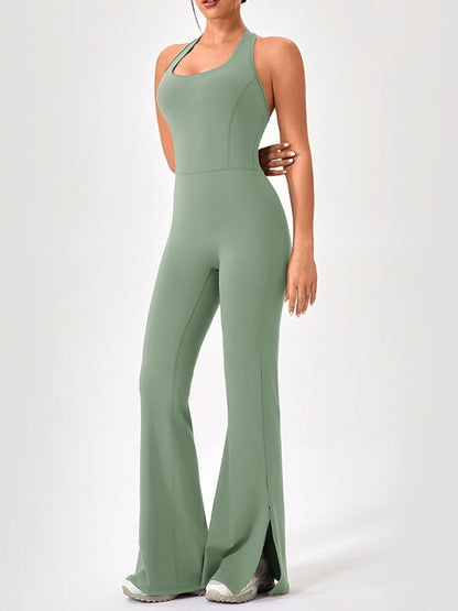 BUYCO Female Halter Flare Split Jumpsuit