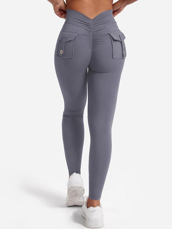 BUYCO Female Deep V Back Pocket Cargo Leggings
