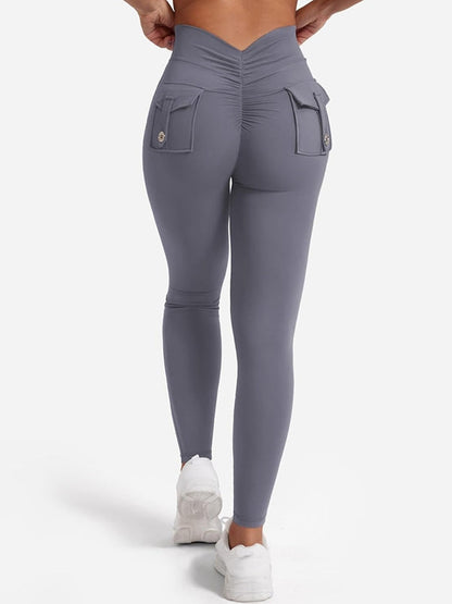 BUYCO Female Deep V Back Pocket Cargo Leggings