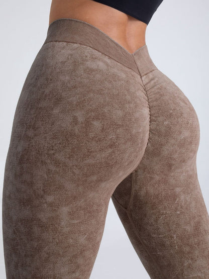 BUYCO Female Denim Deep V Back Ruched Back Leggings