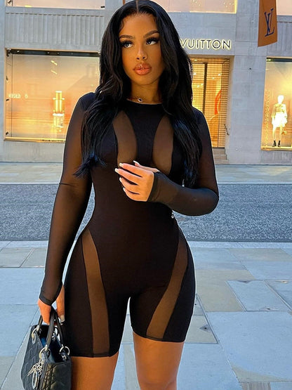 BUYCO Female Fitted See-through Mesh Short Romper