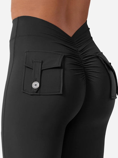 BUYCO Female Deep V Back Pocket Cargo Leggings
