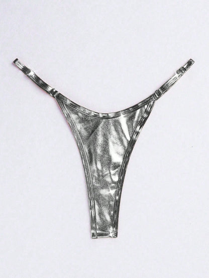 BUYCO Female Glossy PU T-back Panties