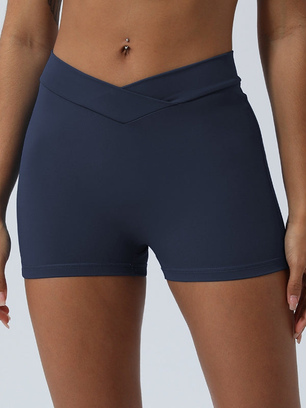 BUYCO Female V-shape Waist Ruched Back Spandex Gym Fit Shorts