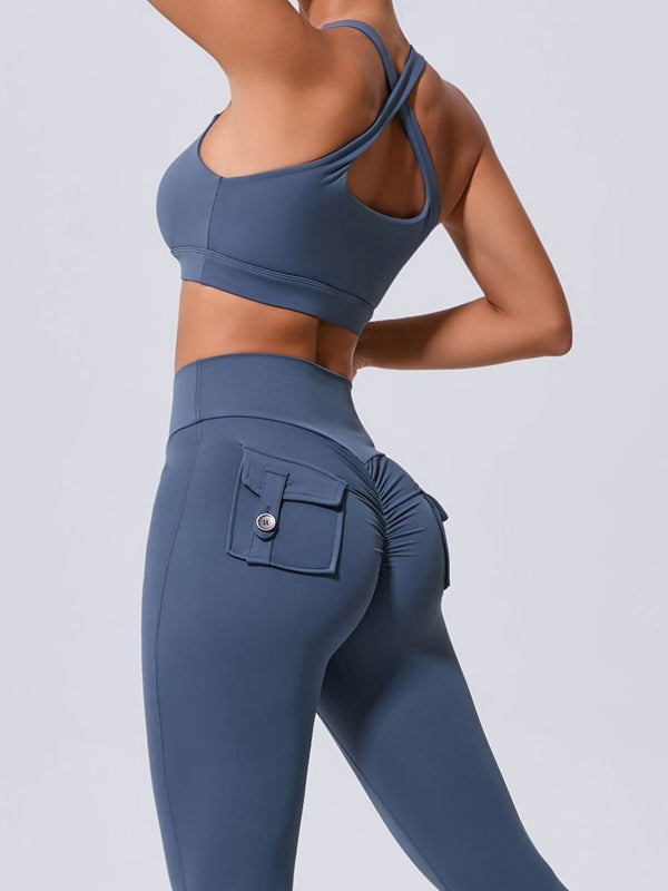 BUYCO Female Pocket Cutout Cross Back Ruched Back Tracksuit