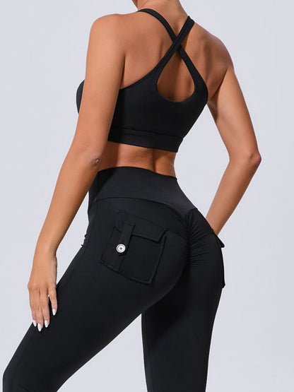 BUYCO Female Pocket Cutout Cross Back Ruched Back Tracksuit