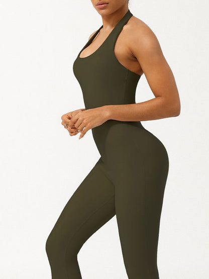 BUYCO Female U Collar Halter Ruched Back Jumpsuit