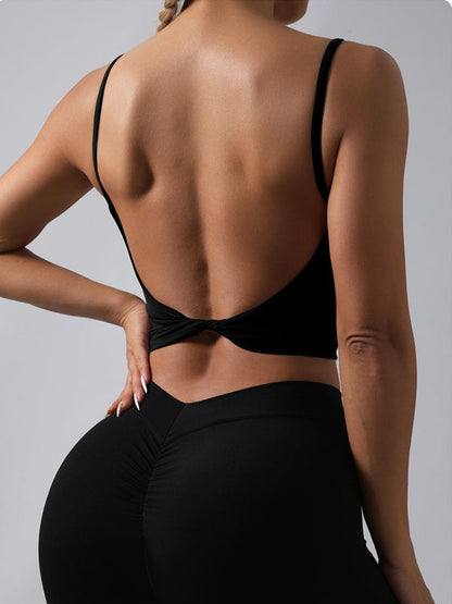 BUYCO Female Fitted Solid Color Twist Backless Round Neck Tank