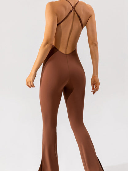 BUYCO Female Cross Back Split Flare Fit Jumpsuit