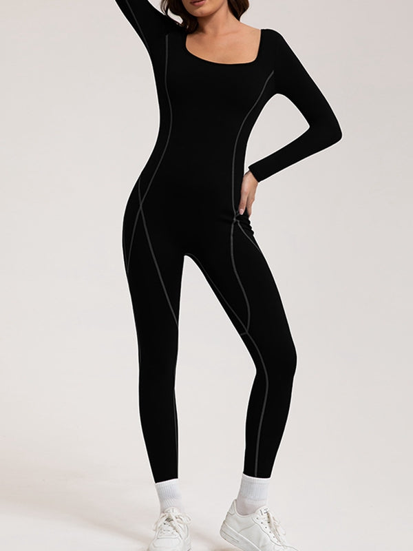 BUYCO Female Fleece Zipper Stripes Long Sleeves Jumpsuit