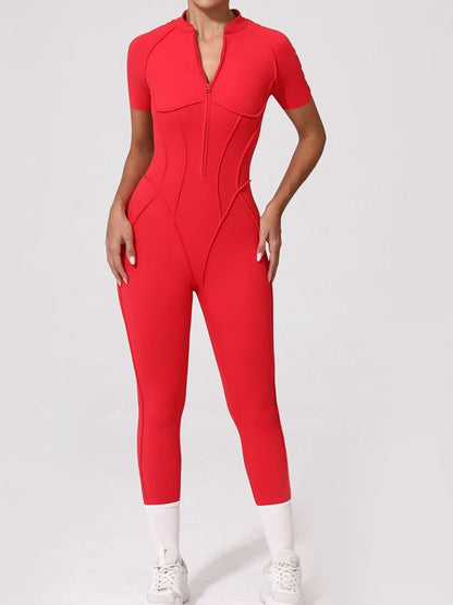 BUYCO Female Fitted Backless Zipper Ruched Back Jumpsuit