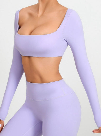 BUYCO Female Solid Color With Chests Cropped Long Sleeves