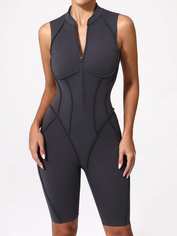BUYCO Female Fitted Backless Zipper Quick-dry Romper