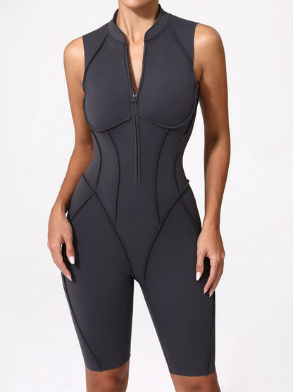 BUYCO Female Fitted Backless Zipper Quick-dry Romper